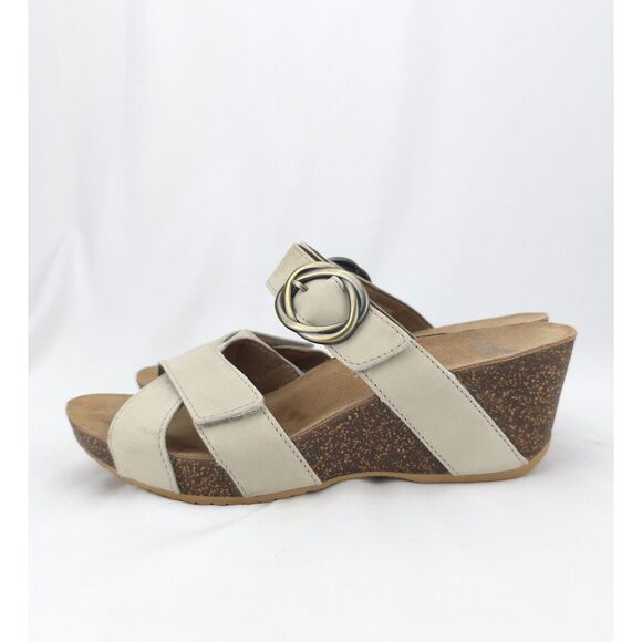 Dansko Women's Susie‎ Slip-on Strappy Footbed Cork Wedge Sandals Size 7.5/38 - Picture 3 of 13